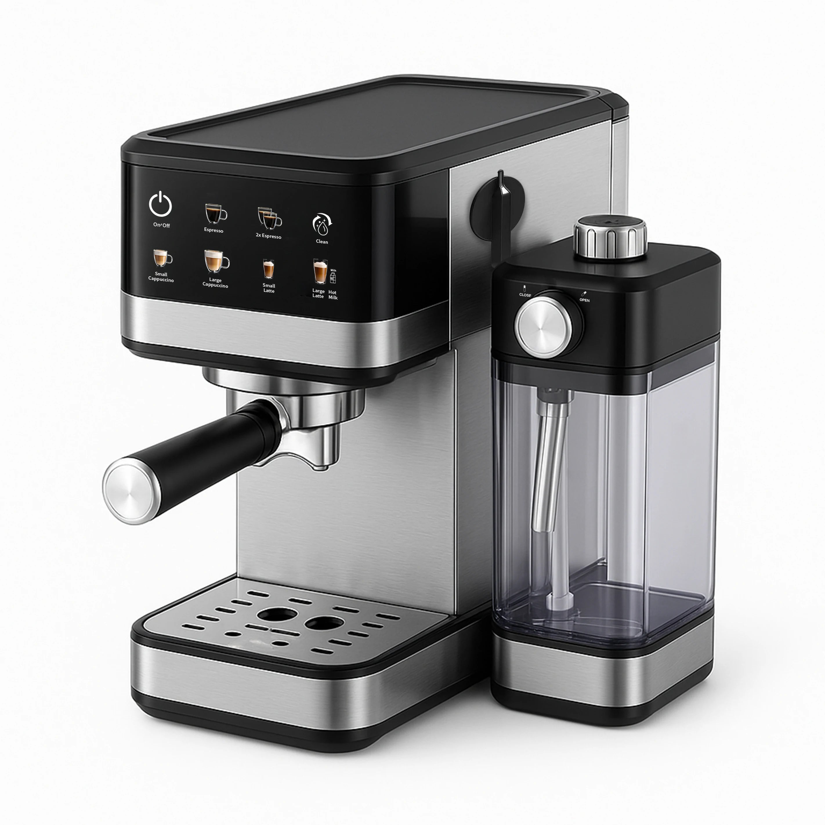 15 Bar Touch Menu Digital Semi Automatic Espresso Coffee Machine With Frothing Milk Tank Home Use