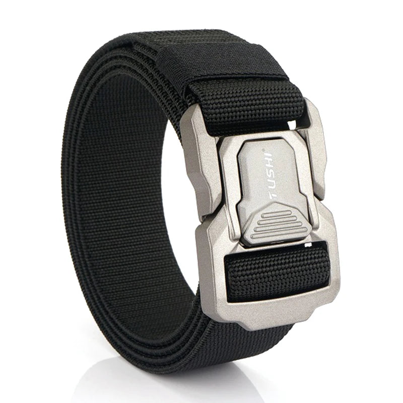 VATLTY 2023 Elastic Belt for Men Aluminum Alloy Quick Release Buckle Unisex Hiking Belt Military Tactical Belt Stretch Girdle