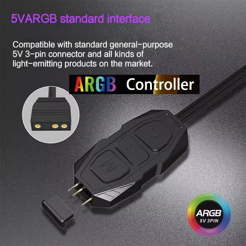 5V 3pin ARGB Controller To SATA Power Supply Mini RGB Controller For Computer Case ARGB Fans, Coolers, LED Stripes, Etc.