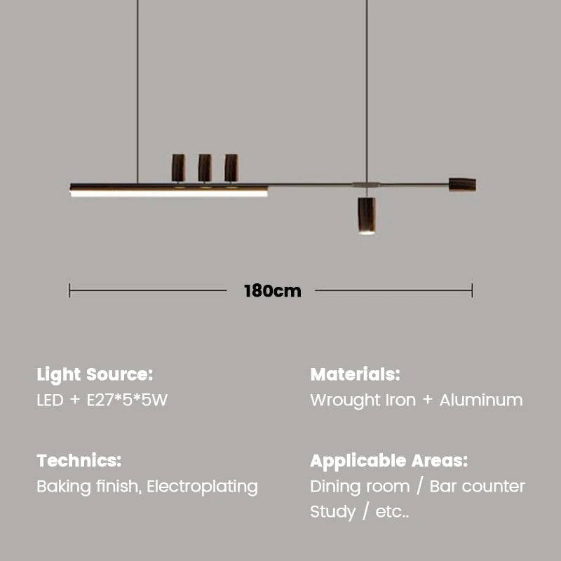 Minimalist Restaurant Chandelier Modern Light Luxury Simple Nordic Bar Table Spotlight Designer Creative Straight Strip Lights