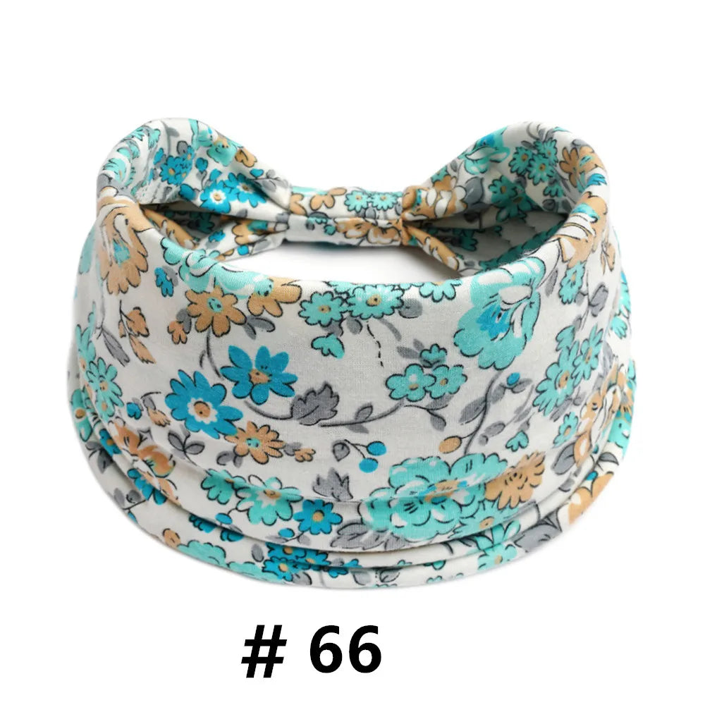 Boho Headbands for Women Cotton Wide Head Bands Stretch Hairband Non Slip Workout Yoga Running Turban Headwrap Hair Accessories