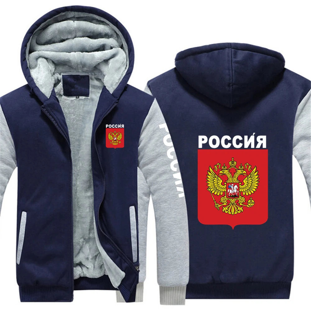 2025 Russia Badge Jacket Autumn And Winter Man's Cold Resistant Mountaineering Clothing Coat Russian Flag Logo Print Hoodies