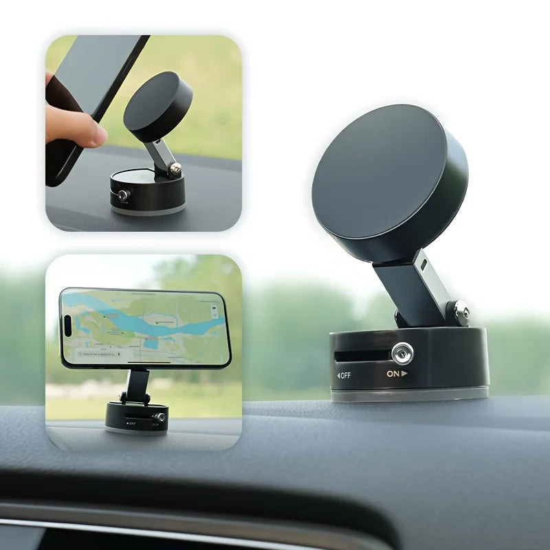 Foldable Double-sided Adsorption Vacuum Magnetic Phone Bracket A2 Hands Free Car Dashboard Mount Portable Desktop Cell Phone Stand Multi Scene Universal Phone Holder