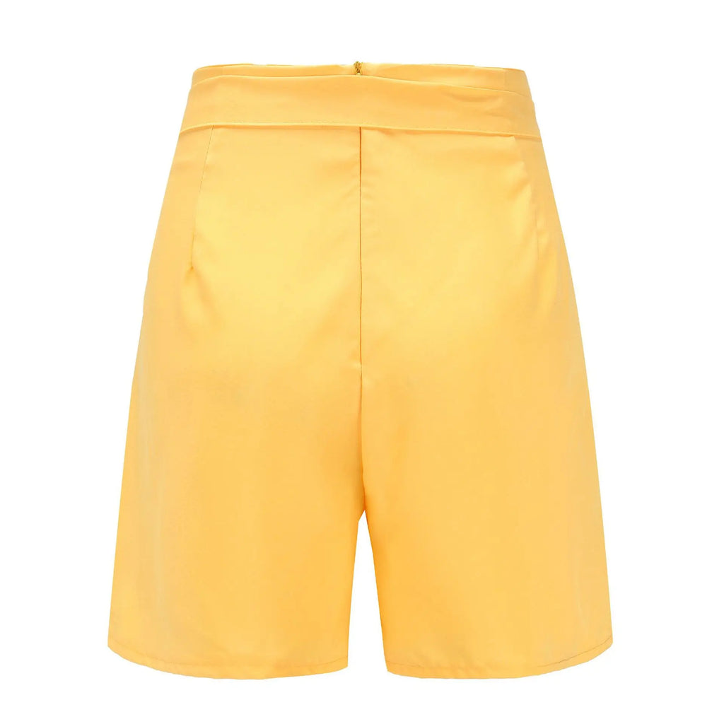 European American Shorts with Belt Slim Fit Fashionable Versatile Sexy High Waisted Beach Style Shorts Single Breasted Decor