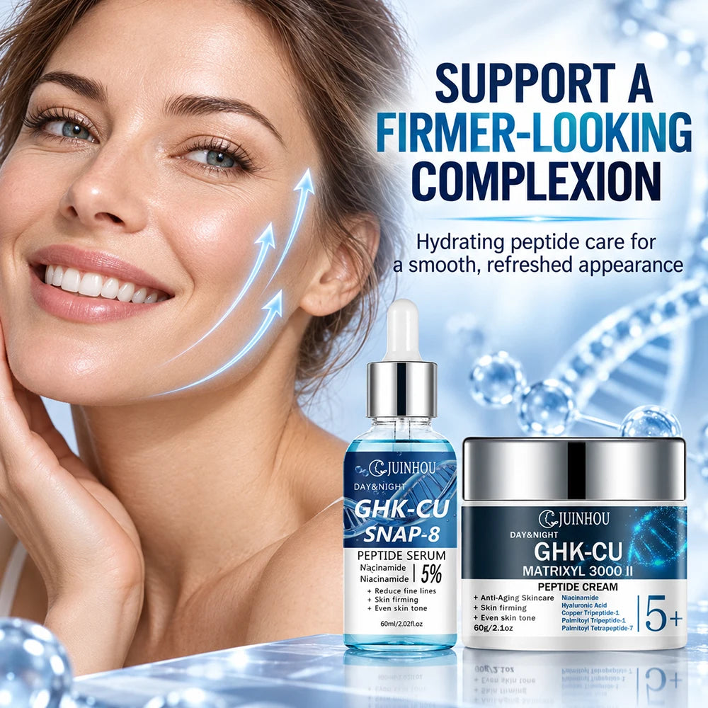 JUINHOU Face Serum Cream Set Blue Copper Peptide SNAP-8 Matrixyl 3000 II Anti Aging Makes Skin Youthful For Mature Facial Skin