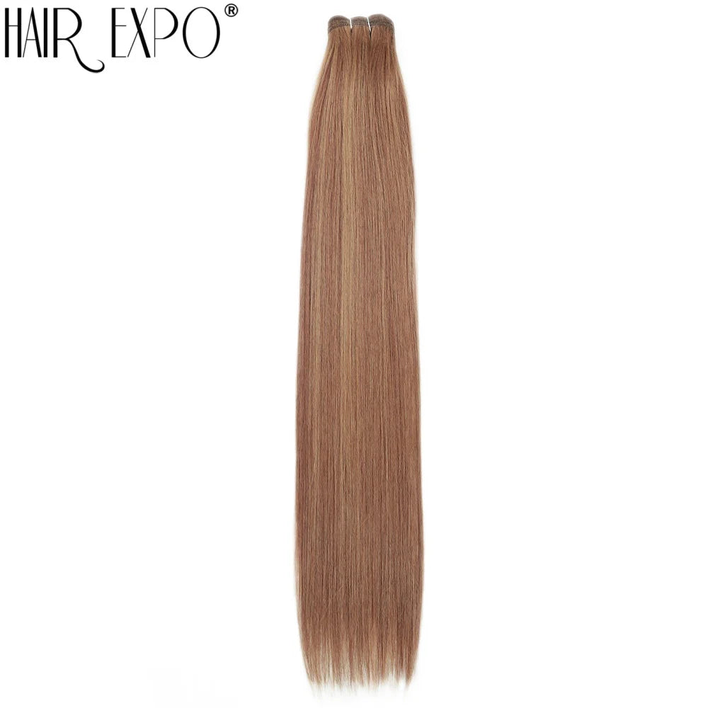 26" Bio Straight Hair Bundles Natural Soft Heat Resistant Fiber Synthetic Fiber Hair Extensions Protein Straight Hair Weave