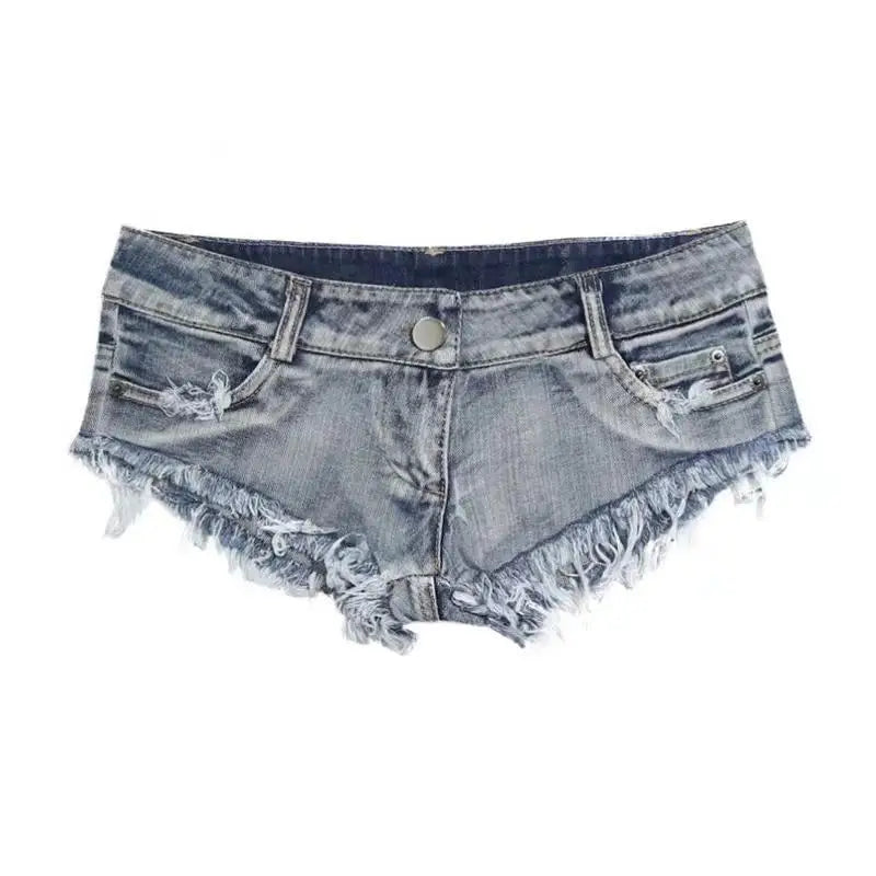 Women Summer Low Waist Denim Shorts Stretchy Short Jeans Hot Pants Sexy Triangle Design Butt Enhancer Casual Streetwear DURIKIES