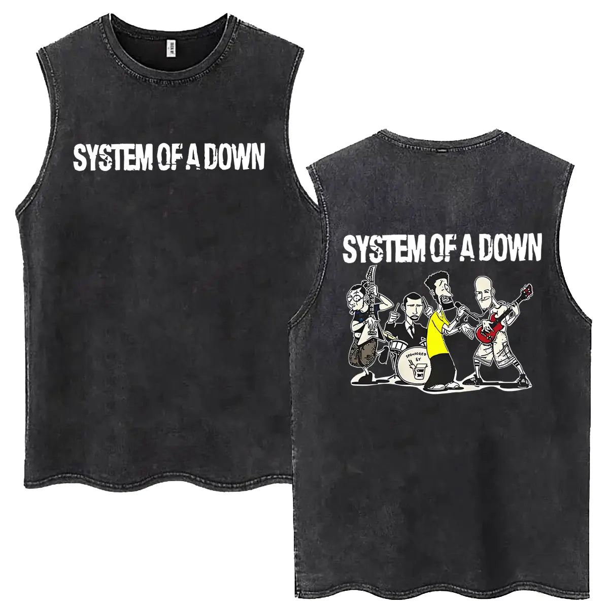 System of A Down Vintage Washed Tank Tops Men's Classic Rock Alternative Metal Sleeveless Vests T-shirt Male Oversized T Shirts