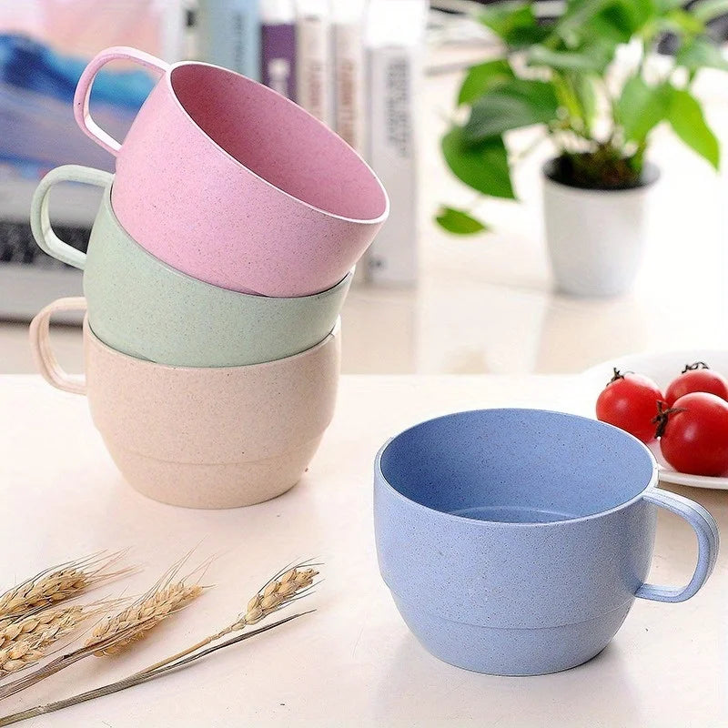 4pcs/set, Multi-functional Minimalist Coffee Drink Cup, Portable Colorful Cup, Simple Large Drink Cup