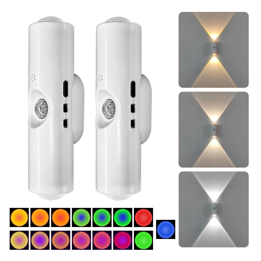 Motion Sensor Wall Light Magnetic LED Wireless Wall Sunset Lamp Rechargeable Spotlight Bedroom Hallway Stairs Living Room Decor