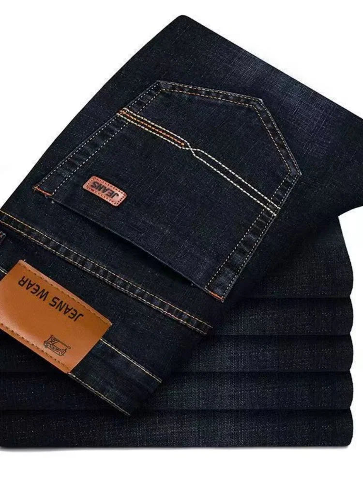 2026 New Business Men's Jeans Casual Comfortable Straight Stretch Fashion Classic Premium Blue Black Denim Pants Large Pants