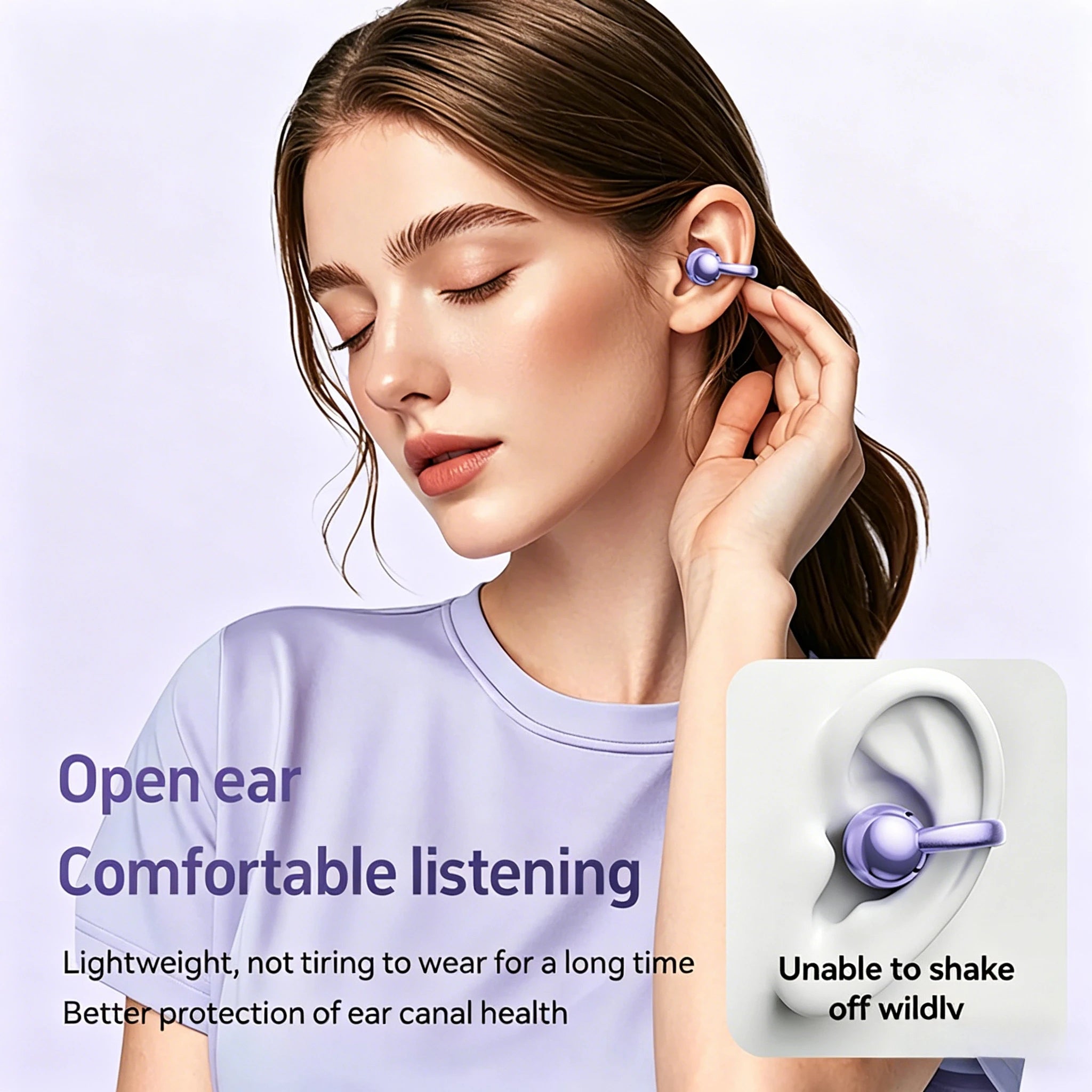 Wireless Clip Headphones Bluetooth Headset Handsfree Noise Canceling Earphones Clip Ear Music Sports Gaming Earplugs With Mic