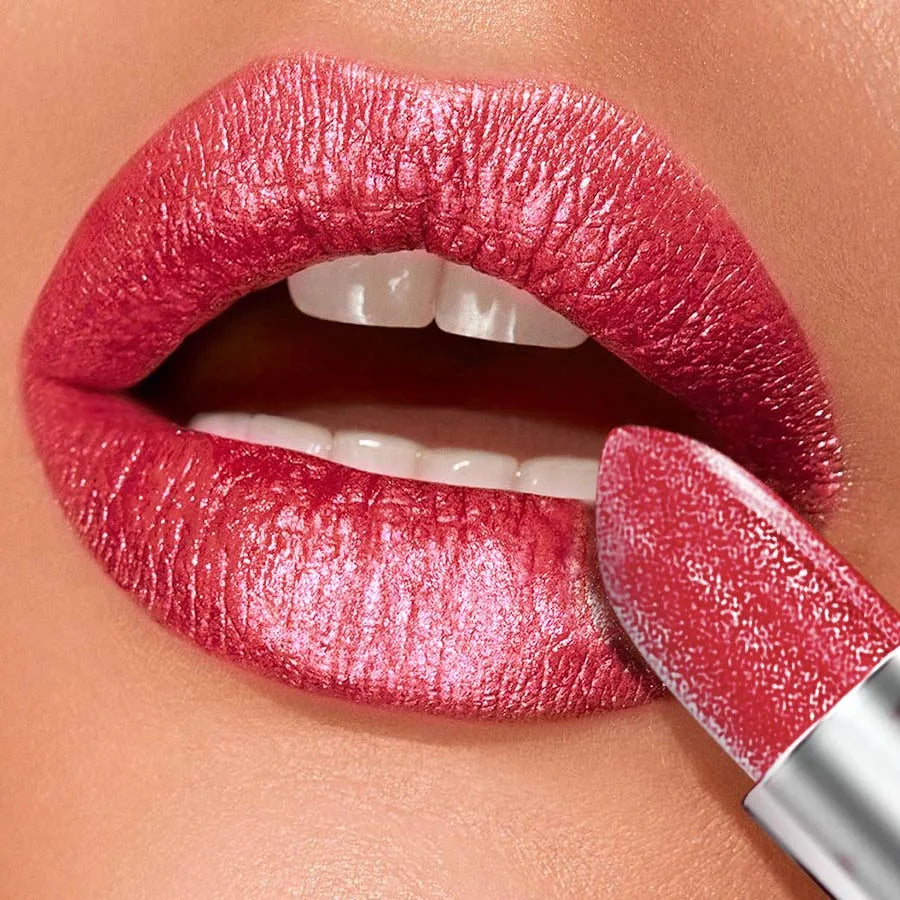 Red Metallic Lipstick Longlasting Glitter Lip Glaze Waterproof Lips Makeup Moisturize Luminous Liptint Shimmer Shiny Lipgloss