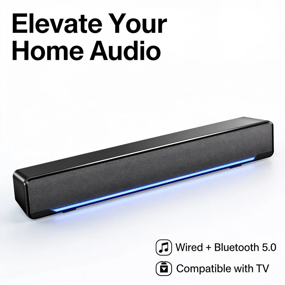 Wired And Wireless Bluetooth 5.0 Speaker For TV Soundbar With Subwoofer Wireless Bluetooth Sound Bar For TV Laptop