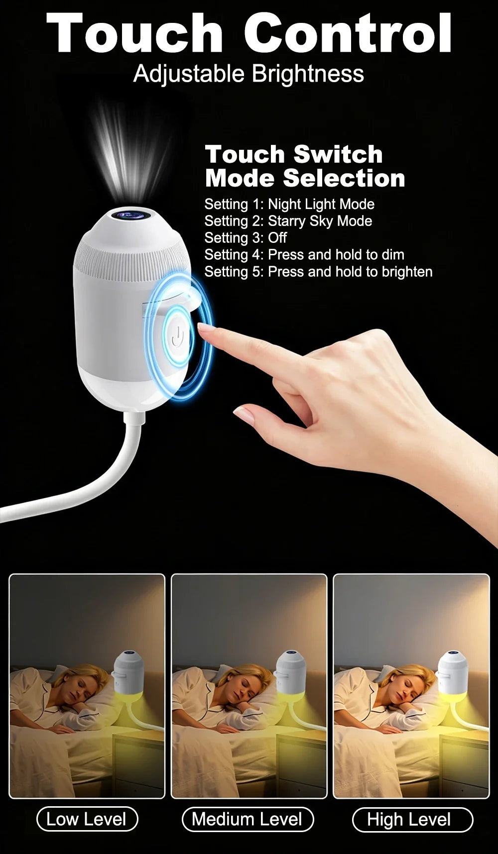USB For Car Interior& Home Decor Roof Star Galaxy Projection Ambient Lighting 360° Adjustable Starry Sky Ambient Projector Light