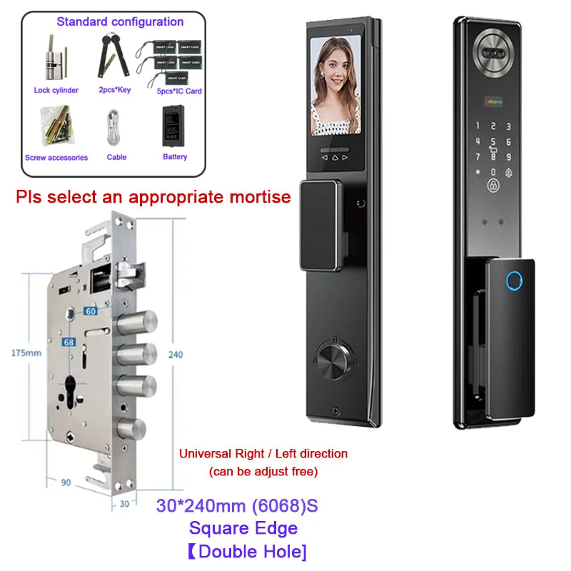 Wifi Tuya APP 3D Face Recognition Smart Door Lock With Camera Video Call Voice Intercom Digital Door Lock Automatic Door Lock