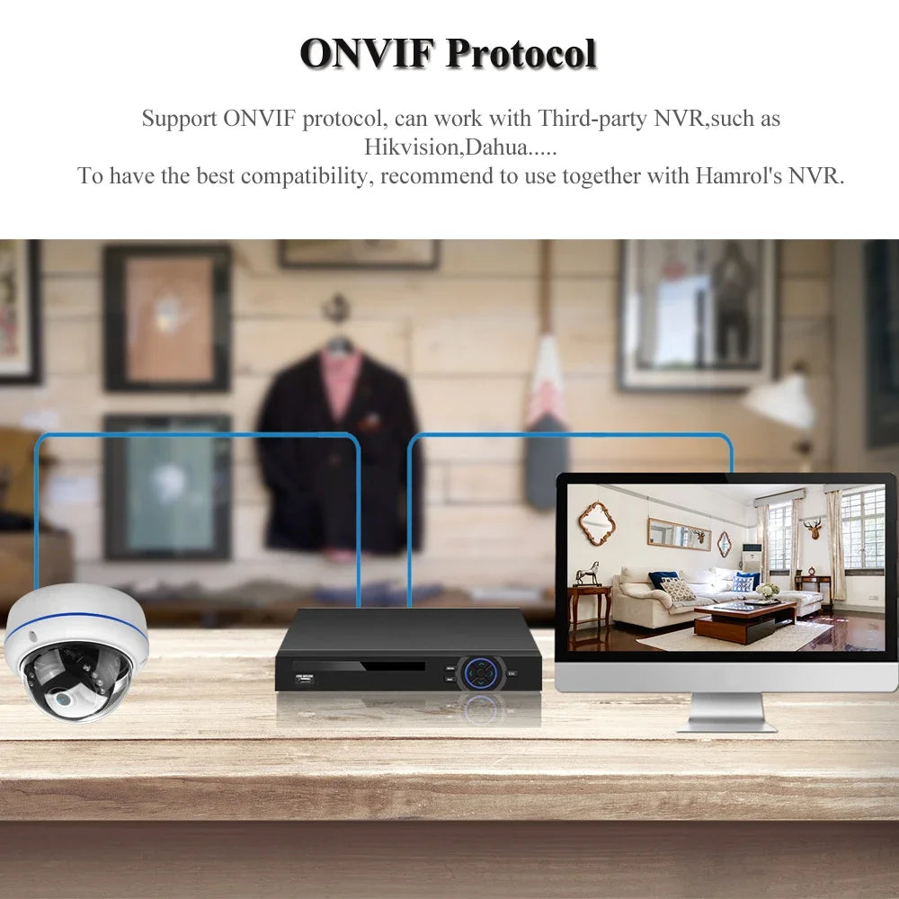 4K 8MP Ultra HD IP Camera Vandal-proof Waterproof Outdoor Dome Camera Nightvision nternal Audio Remote Access Xmeye Cloud H.265