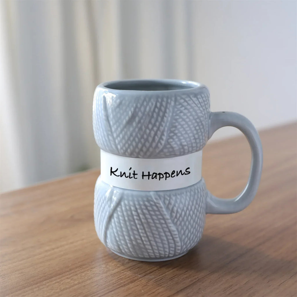Unique Knitted Style Ceramic Coffee Cup, Embossed Creative Breakfast Cup and Milk Cup, Anti Scald Fun Family Holiday Gift