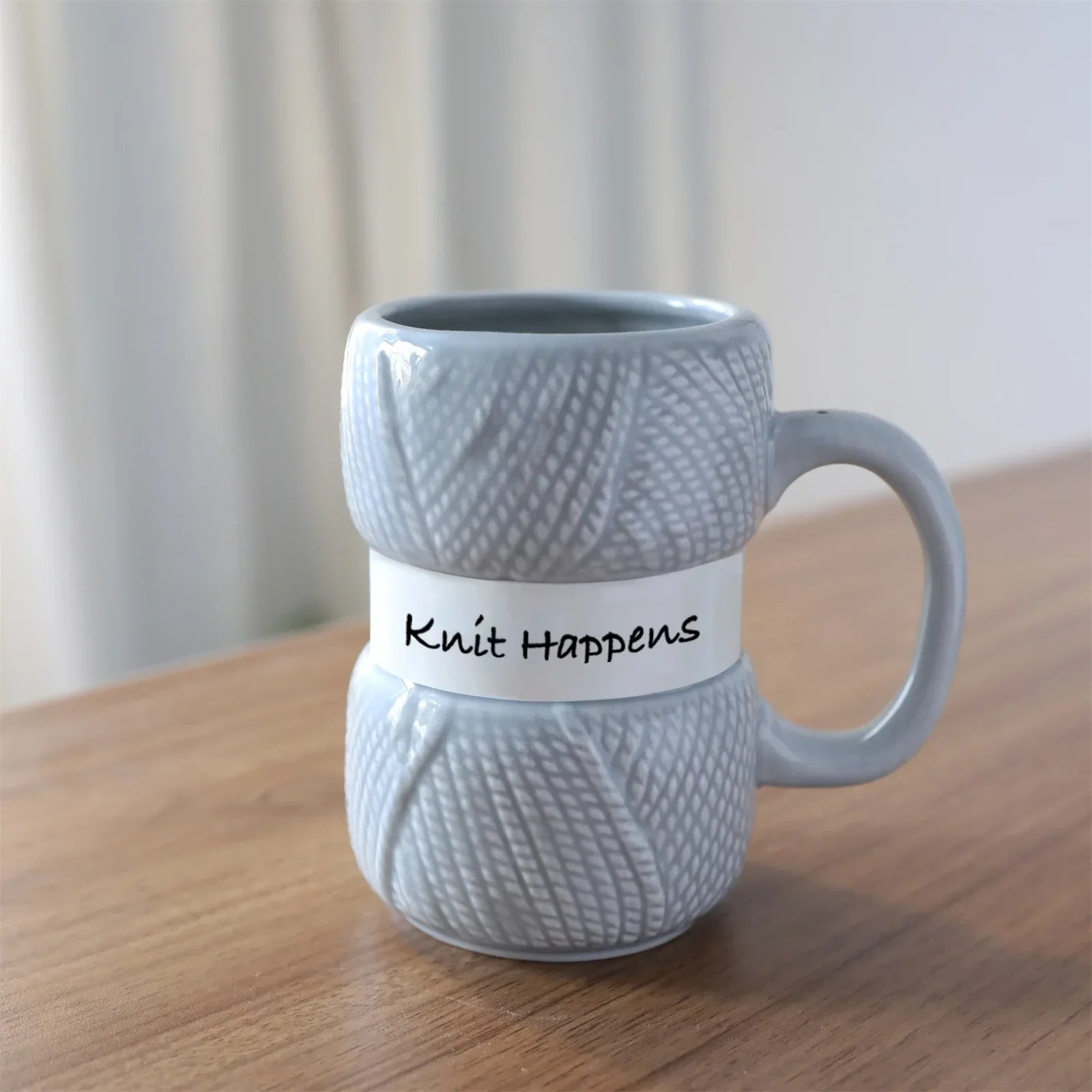 Unique Knitted Style Ceramic Coffee Cup, Embossed Creative Breakfast Cup and Milk Cup, Anti Scald Fun Family Holiday Gift