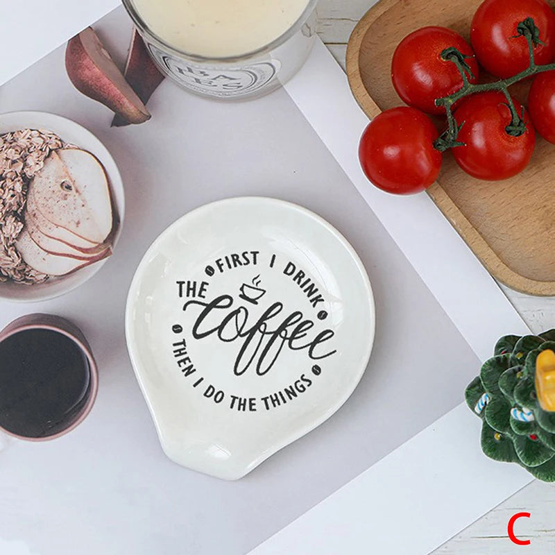 White Ceramic Versatile Spoon Holder & Tray Perfect For Coffee & Soup Spoons Kitchen Organizer Kitchen Utensils Tableware〔CC11〕