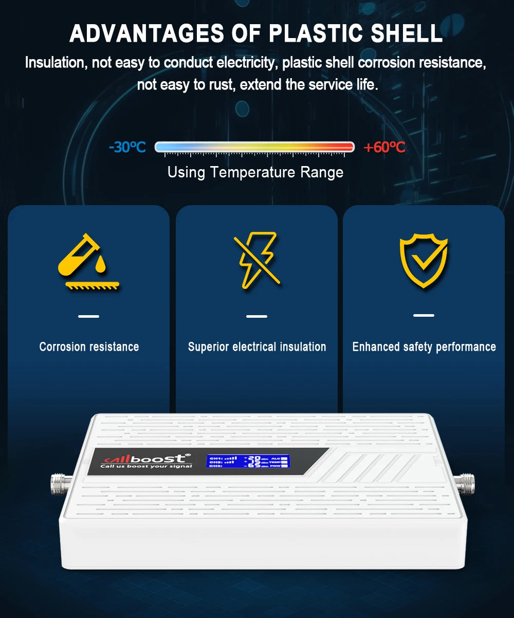 CALLBOOST Tri-Band Cellular amplifier Enhanced 2G 3G Cellphone Network 2100 1800 900MHZ GSM Signal Amplifier With 4g LTE Antenna