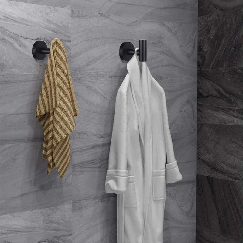 Bathroom Hardware Set Matte Black 3PCS Stainless Steel Toilet Paper Holder Towel Robe Hooks Wall Mounted