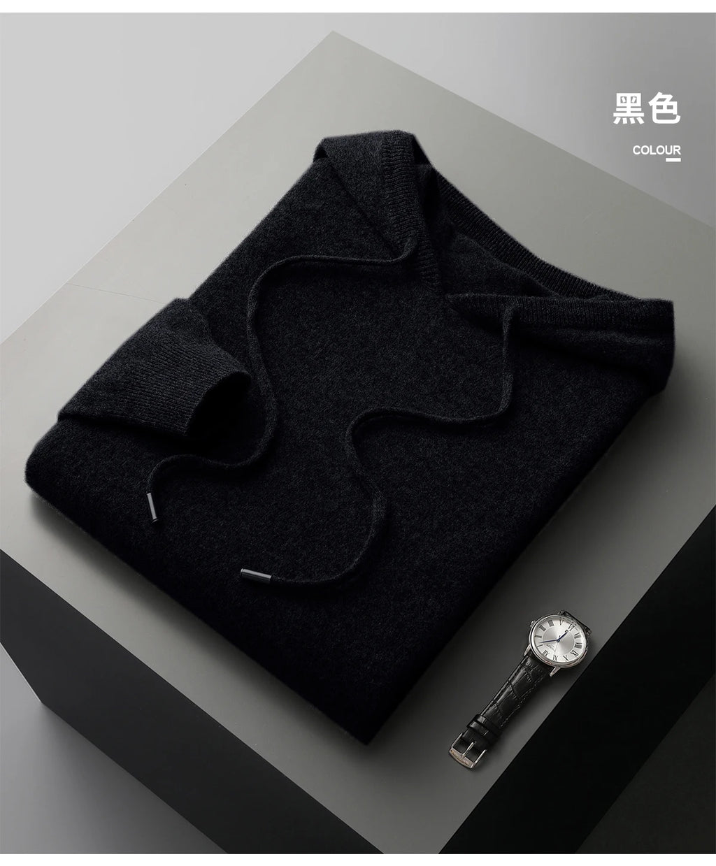 Men's 100% Merino Wool Two-piece Suit Knitting Hooded Collar Pullover and  Wide-leg Pant Autumn Winter Thickened Warm Sweater