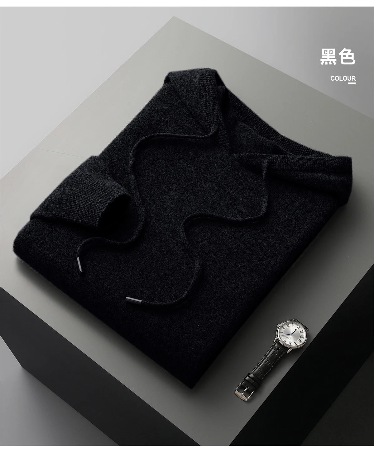 Men's 100% Merino Wool Two-piece Suit Knitting Hooded Collar Pullover and  Wide-leg Pant Autumn Winter Thickened Warm Sweater