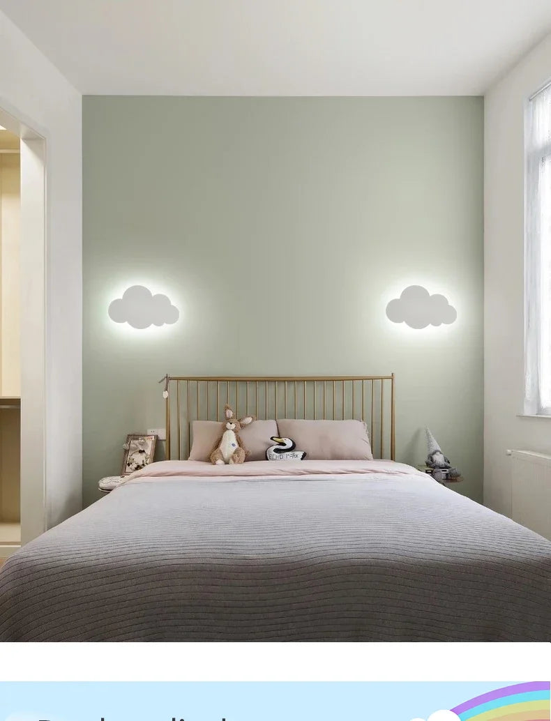 Cloud LED Wall Lamp Baby Room Bedroom Bedside Living Room Dining Room Attic Creative Warm Decoration Touch Switch AC85-230V