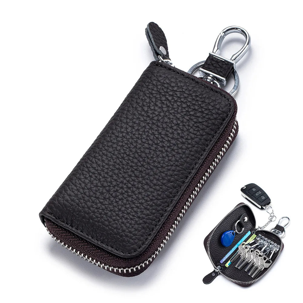 Key Case Multifunctional Zipper Men's Household Key Case Universal Car Keybag Women Leather Organizer Keychain Wallet 10 Color