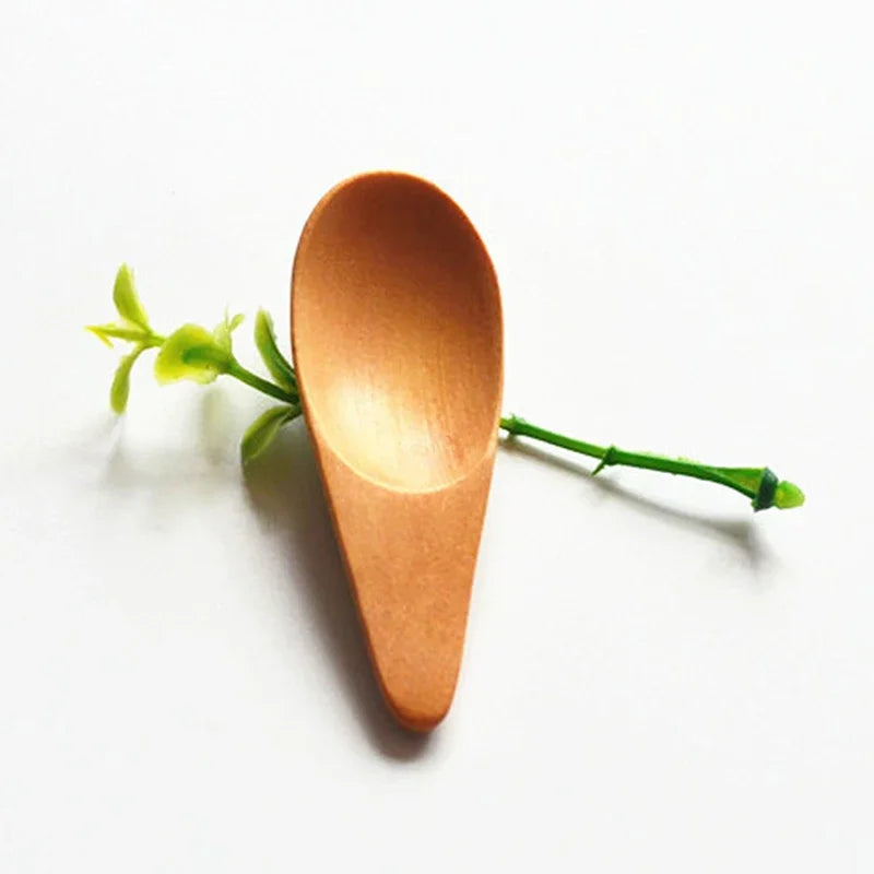 5pcs Wood Mini Tea Spoon Condiment Scoop Flatware Coffee Tea Small Mini Sugar Spoon Coffee Spoon Kitchen Gadgets 5Pcs 7X2.5Cm