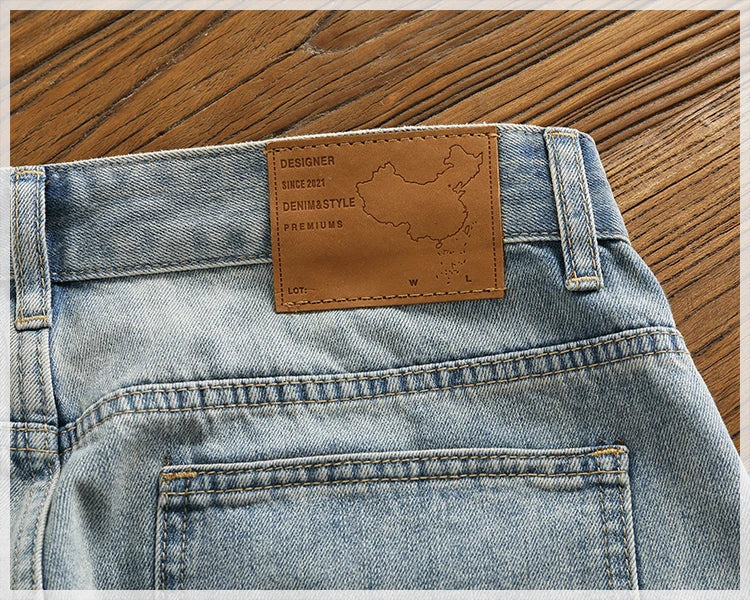 Retro classic summer casual medium pants five quarter pants fashion loose straight leg light denim shorts men's fashion