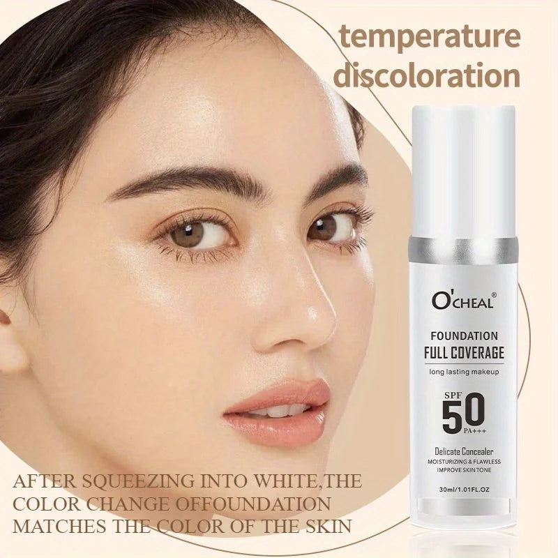 Magic Temperature Changing Liquid Foundation, Natural Foundation, Light Makeup. Long Lasting, Hard to Take Off Makeup