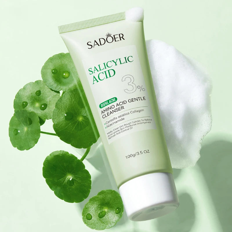 Salicylic Acid Face Wash – Oil Control Deep Cleansing Foaming Cleanser for Oily Acne-Prone Skin, Gentle Amino Acid Formula