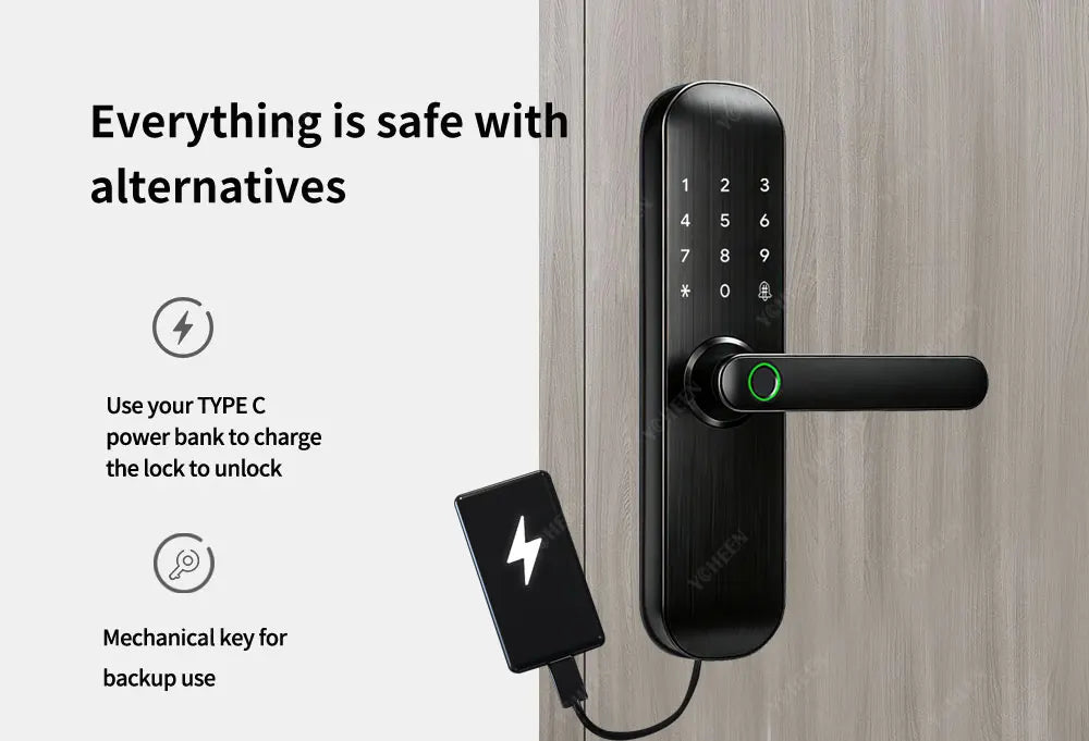TTLock / Tuya WiFi Smart Fingerprint Door Lock Biometric Digital Lock with RFID Card Password for Hotel Home