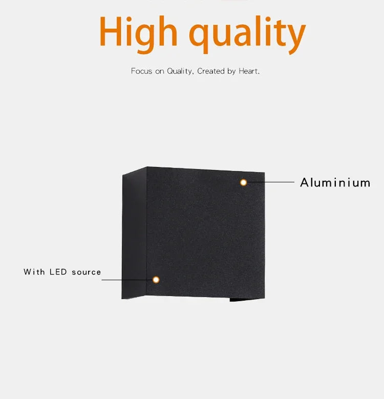 Modern Outdoor Wall Light Decoration Sconces Waterproof Balcony LED Lighting Fixture Black Sqaure Up Down Light Adjustable Angle