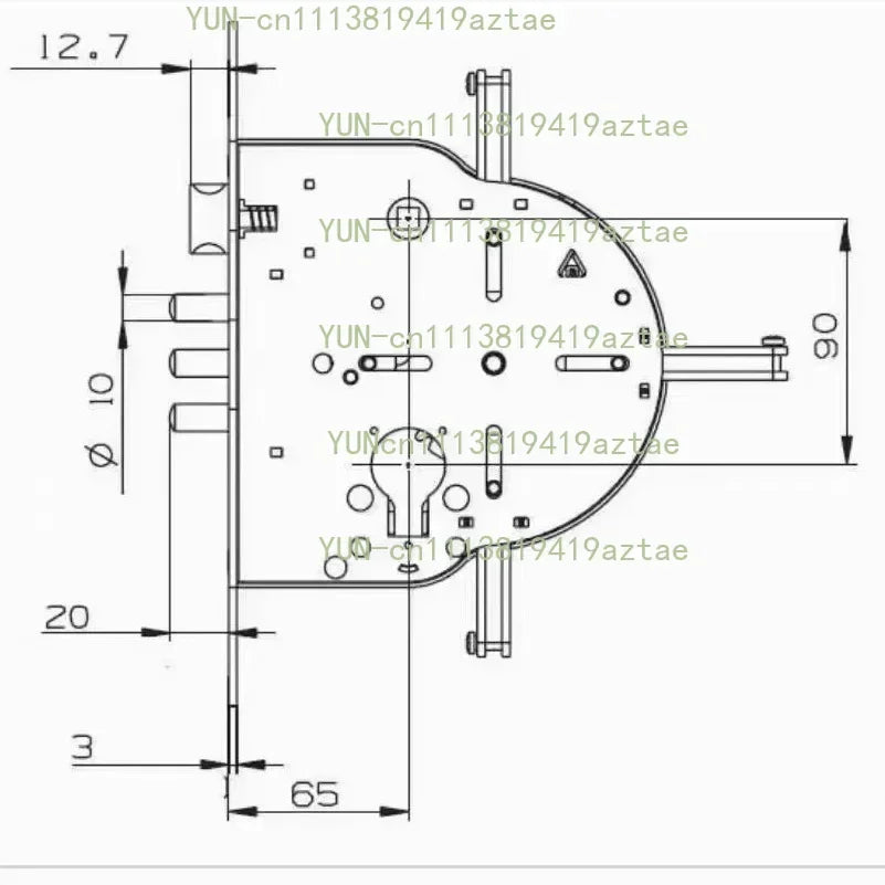 Smart Automatic Israeli 6590 Mortise Lock Body Round Head Square Bolt Replacement for Old Security Door Fingerprint Lock