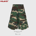 MIJKO Camouflage Work Short Pants Playful Youth Style Casual Loose Fit Cargo Shorts for Active Wear 8486