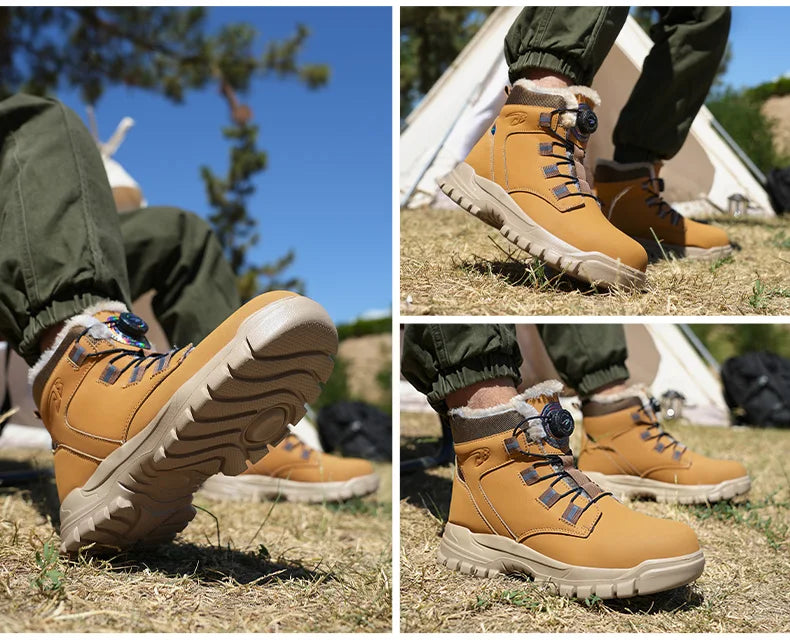 Size 47 48 Winter Work Safety Boots Men Steel Toe Work Shoes Rotating Button Waterproof Protective Men Safety Shoes Footwear