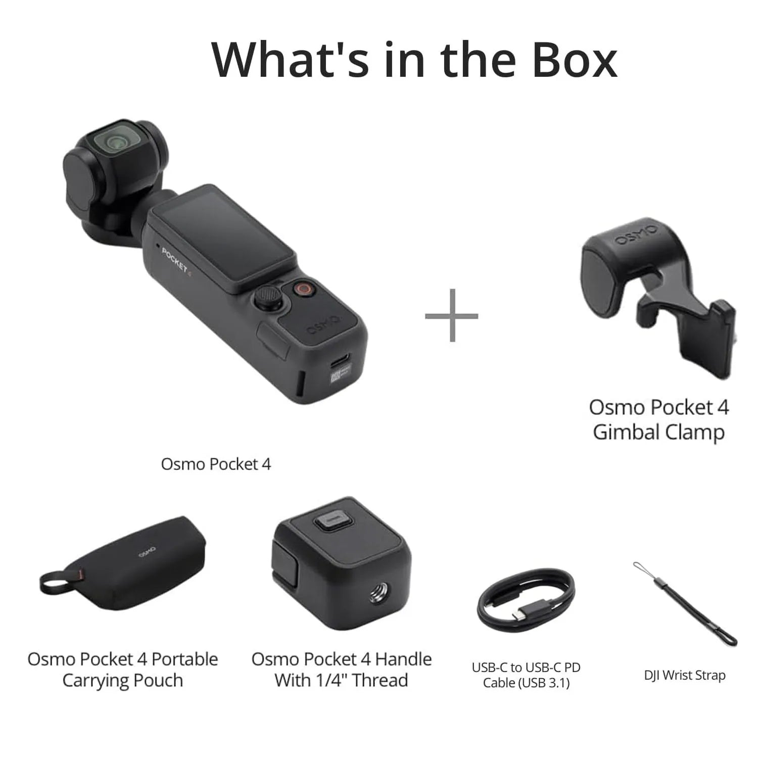 DJI Osmo Pocket 4 Standard Combo,Pocket Gimbal Vlog Camera, 1″ CMOS & 4K/240fps, 3-Axis Stabilization, 2× Lossless Zoom, 107GB Built-in Storage, 2" Rotatable Screen, Video Camera for Photography