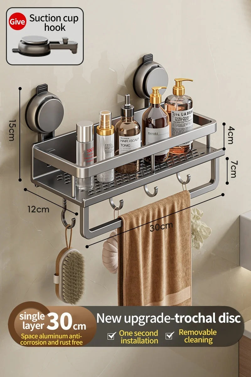 Toilet storage rack, bathroom washbasin, toilet, shower room, kitchen, wall mounted non perforated towel rack