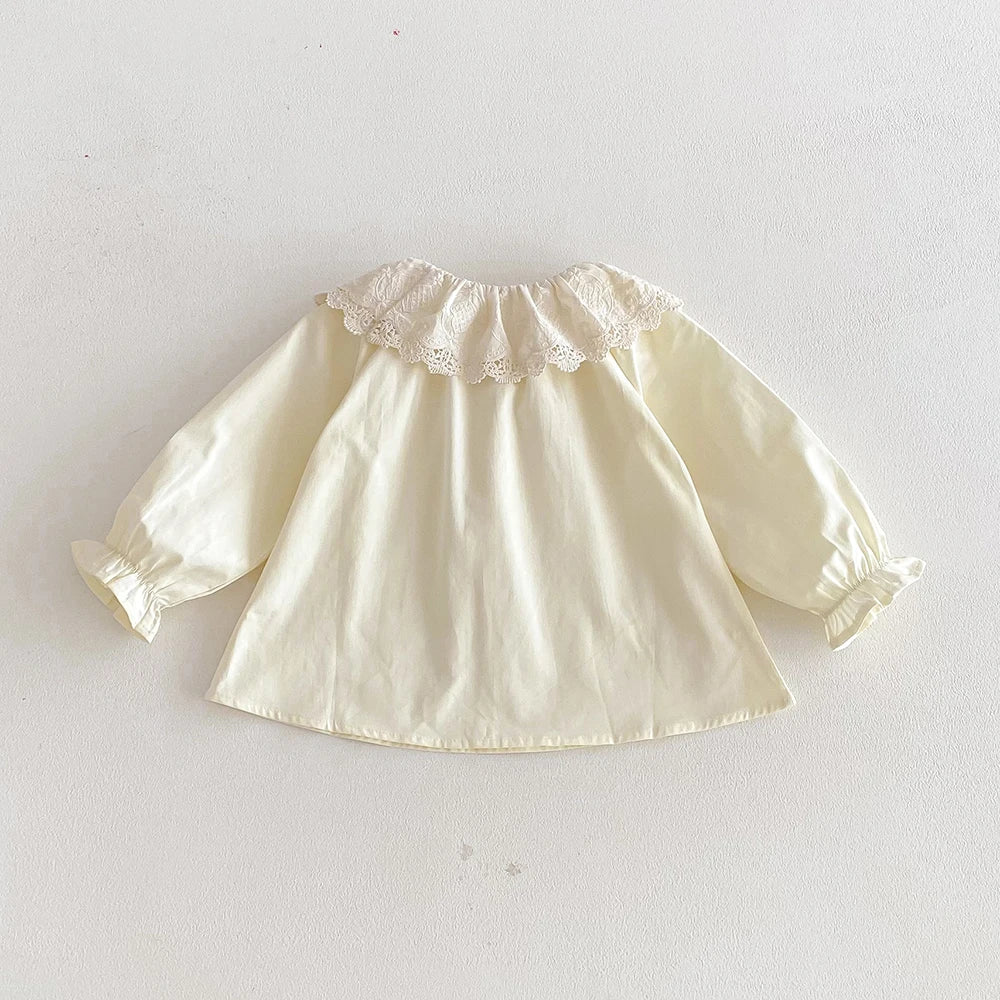 Baby Long-Sleeve Cotton Ruffle Blouse