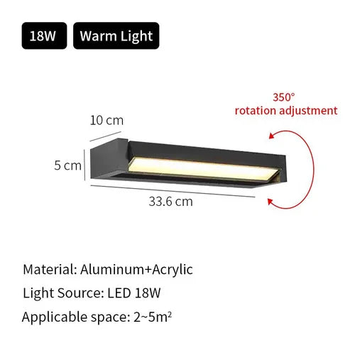 Adjustable angle outdoor waterproof outdoor wall lamp garden wiring wall lamp simple and high-end aluminum wall lamp
