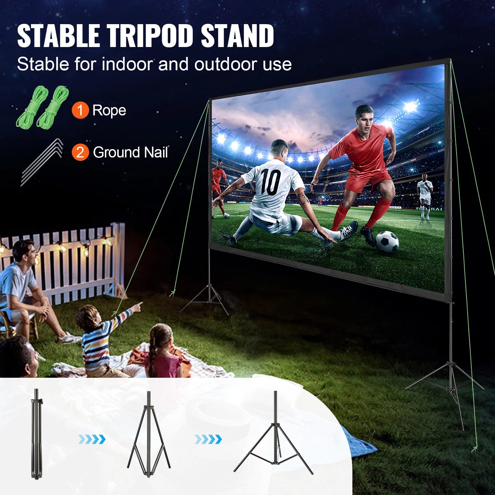 SucceBuy Projector Screen w/ Stand 150in 16:9 4K 1080 HD Portable Projection Screen for Home Office Garden Moive Theater Cinema