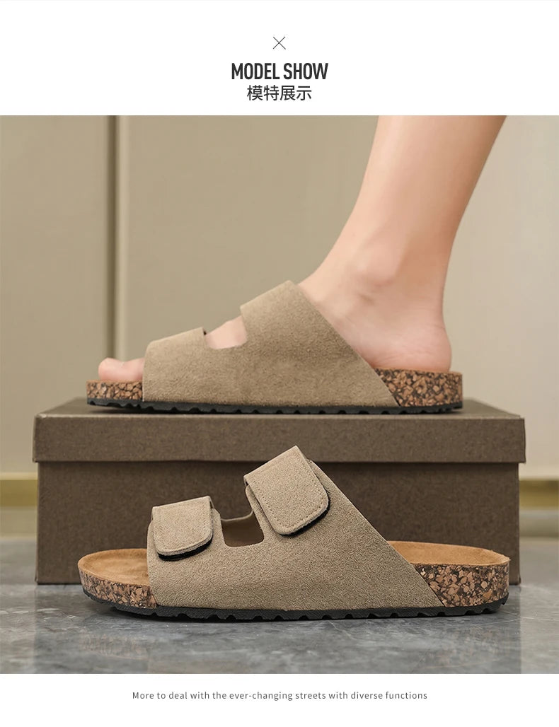 Men's one strap slip on casual slippers summer new breathable lightweight anti-slip comfort beach shoes outdoor walking slippers