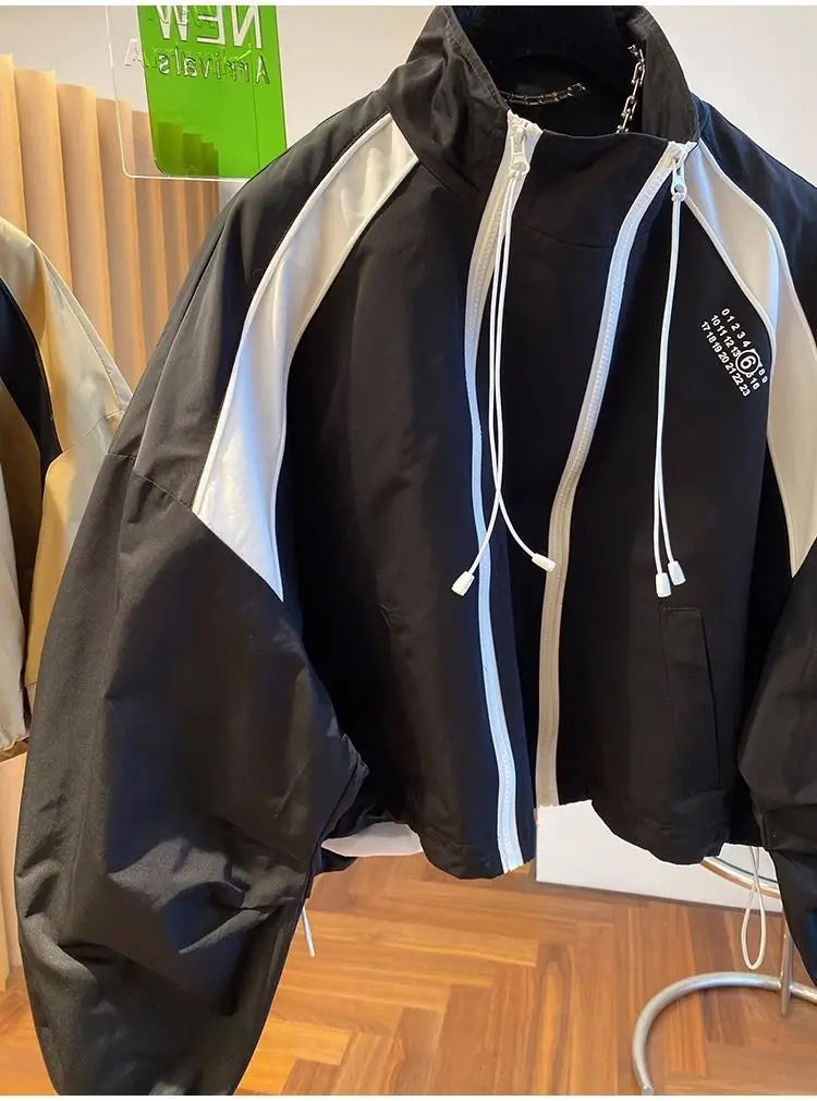 Zipper Design Niche Loose Casual Stand Collar Windbreaker Jacket Spring and Autumn Short Jacket Jacket Top