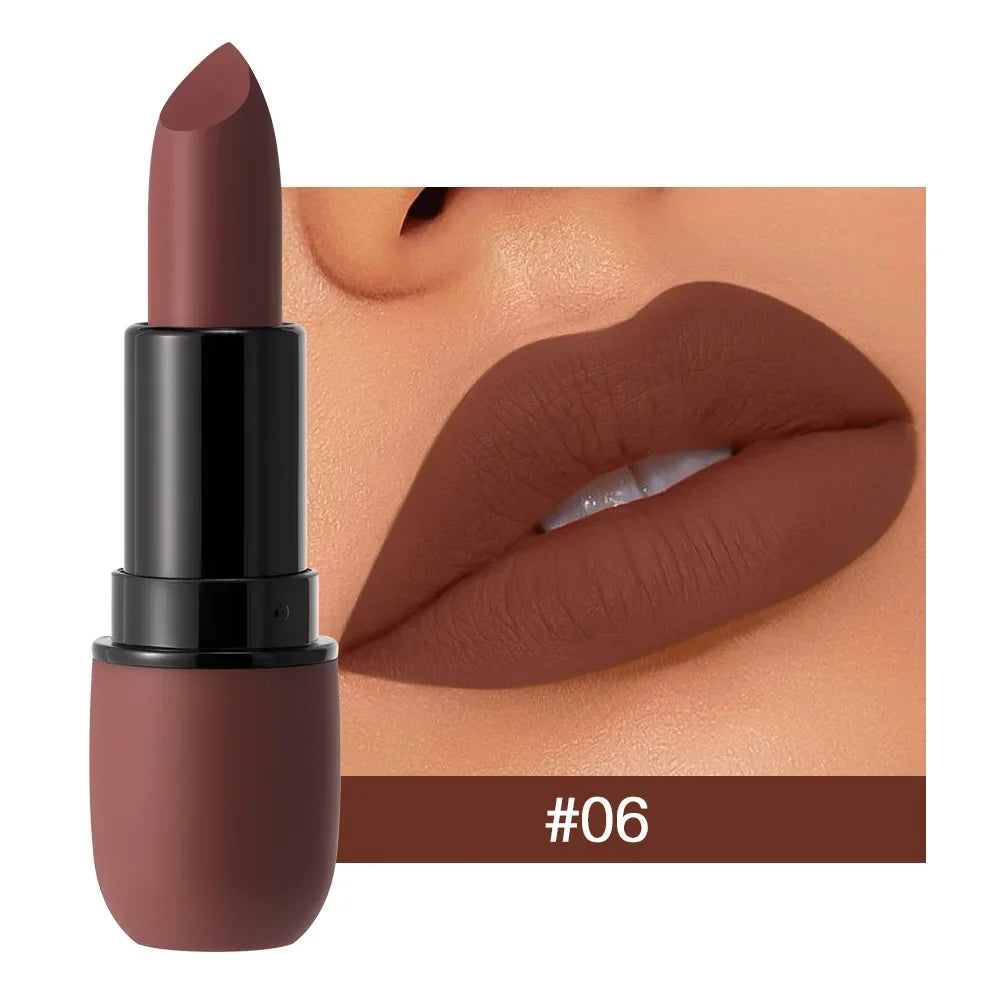 6 Colors Sexy Matte Lipstick Waterproof Long Lasting Color Rendering Non-stick Velvet Lips Contour Pencil Woman Makeup Cosmetics