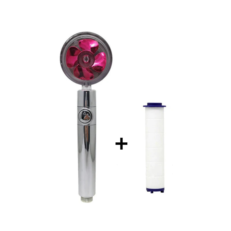 Shower Head Water Saving Flow 360 Degrees Rotating with Filter & Fan ABS Rain High Pressure Spray Nozzle Bathroom Accessories