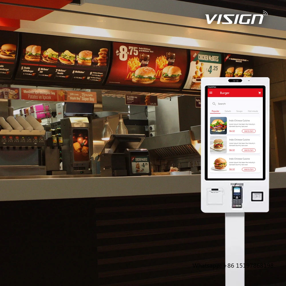 VISIGN 27 32 43 Inch Interactive Self Service Payment Kiosk Interactive Touch Screen Kiosk Self Ordering Kiosk Machine for Hotel