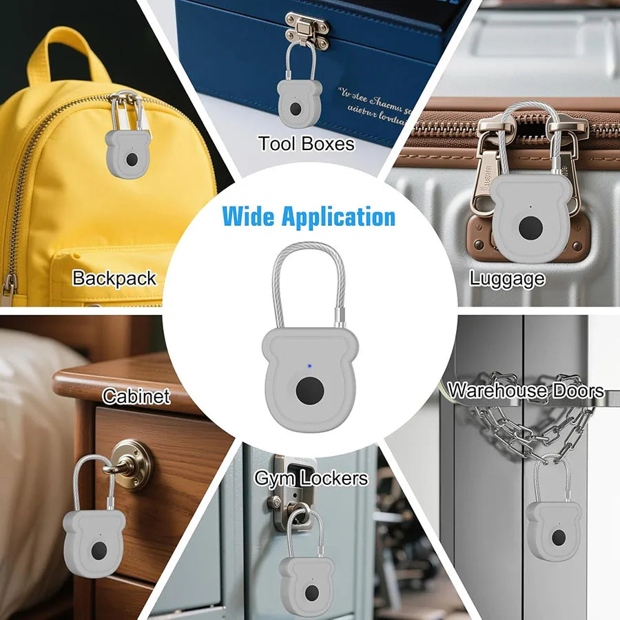 2025 NEW Keyless USB Charging Fingerprint Lock Smart Padlock Door Lock 0.2sec Unlock Portable Anti-theft Padlock